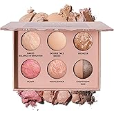 LAURA GELLER Baked Icons Complete Full Face Palette, Porcelain | All-in-One Makeup Palette with Baked Foundations, Blush, Bronzer, Highlighter, Eyeshadows | Coverage for Mature Skin | Travel-Friendly