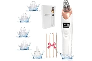ECHTUR 2025 Pore Vacuum, USB Rechargeable Blackhead Remover Vacuum,3 Levels Adjustable Pore Vacuum Blackhead Remover, with 5 Suction Power,6 Probes,Face Vacuum Pore Cleanser for Women & Men-White