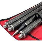 1.8M Carbon Fiber Survey Pole, 4-Section Prism Pole for GPS GNSS RTK | 5/8-11 threaded surveying rod for total station surveying, with bubble level and protective soft carry bag