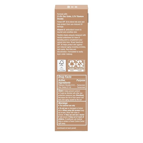 NEUTROGENA PURESCREEN+ TINTED SUNSCREEN FOR FACE WITH SPF 30, BROAD SPECTRUM MINERAL SUNSCREEN WITH ZINC OXIDE AND VITAMIN E, WATER RESISTANT, FRAGRANCE FREE, MEDIUM, 1.1 FL OZ