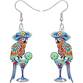NEWEI Acrylic Cute Macaw Parrot Bird Earrings Dangle For Women Animals Jewelry Gifts Charms Hawaii Accessories