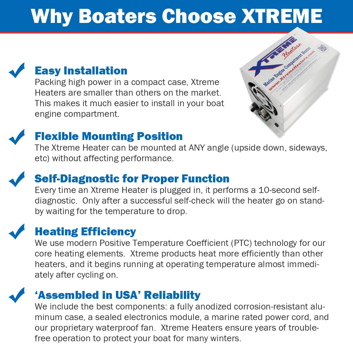 Xtreme Heaters XHEAT 300W Silver 110V Boat Bilge Engine Compartment Heater