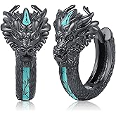 Men Earrings Viking Rune Hoop Celtic Earring for Women Punk 16mm 925 Sterling Silver Huggie Black Blue Hoop Earrings Norse Viking Jewelry Gifts Stainless Steel