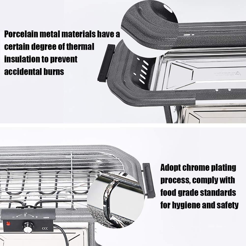 review LIN Electric Barbecue Grill with Stand Table Grill, Auto-Thermostat Control with Overheat Protection, Easy Clean Non- Stick Coated