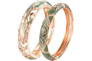 wynameleri Vintage Cloisonne Jewelry Gorgeous Rhinestone Handcrafted Bracelets Enamel Flower Bird Hinged Cuff Bangles Gifts 88A