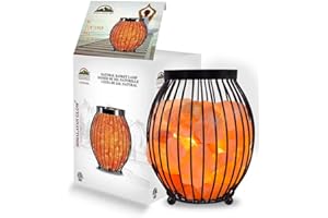 WBM 1345 Himalayan Glow Natural Air Purifying Oval Style Basket Salt Lamp with Salt Chunks, Bulb & Dimmer Control