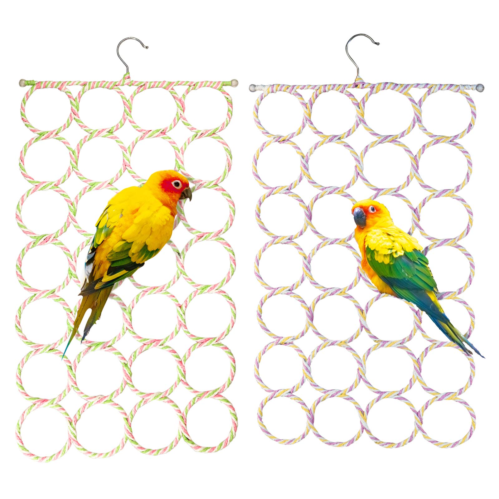Photo 1 of 2 Packs Parrot Swing Hanging Toys, Bird Climbing Rope Net Ladders Small Medium Pet Activity Toy Suitable for Parakeet,Cockatiel,Cockatoo,Conure,Mini Macaw?Random Color ? (Style-1)