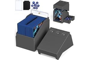 Proijeut Mtg Deck Box with Life Counter, Commander Deck Box Fits 100 Double-Sleeved Cards, Magic Card Storage Box with Commander Display & Dice Tray, Fit for MTG, TCG, CCG (Grey)