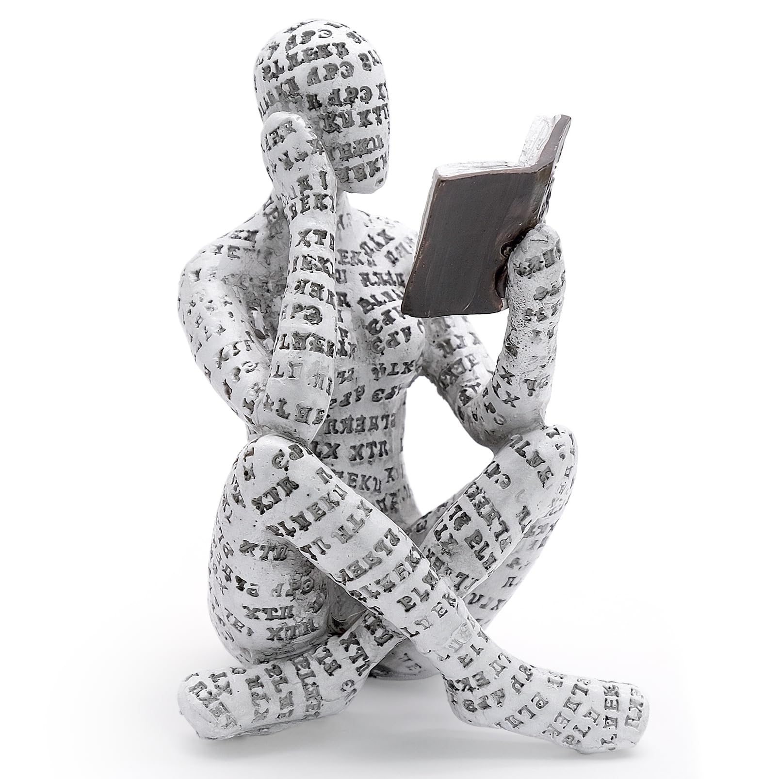 JJQHYC Abstract Woman Thinker, Bookworm Sculpture Bookshelf Decoration Reading Woman Figurine Statue Reading Figurine Sculptures Thinker Ornaments for Living Room (A)