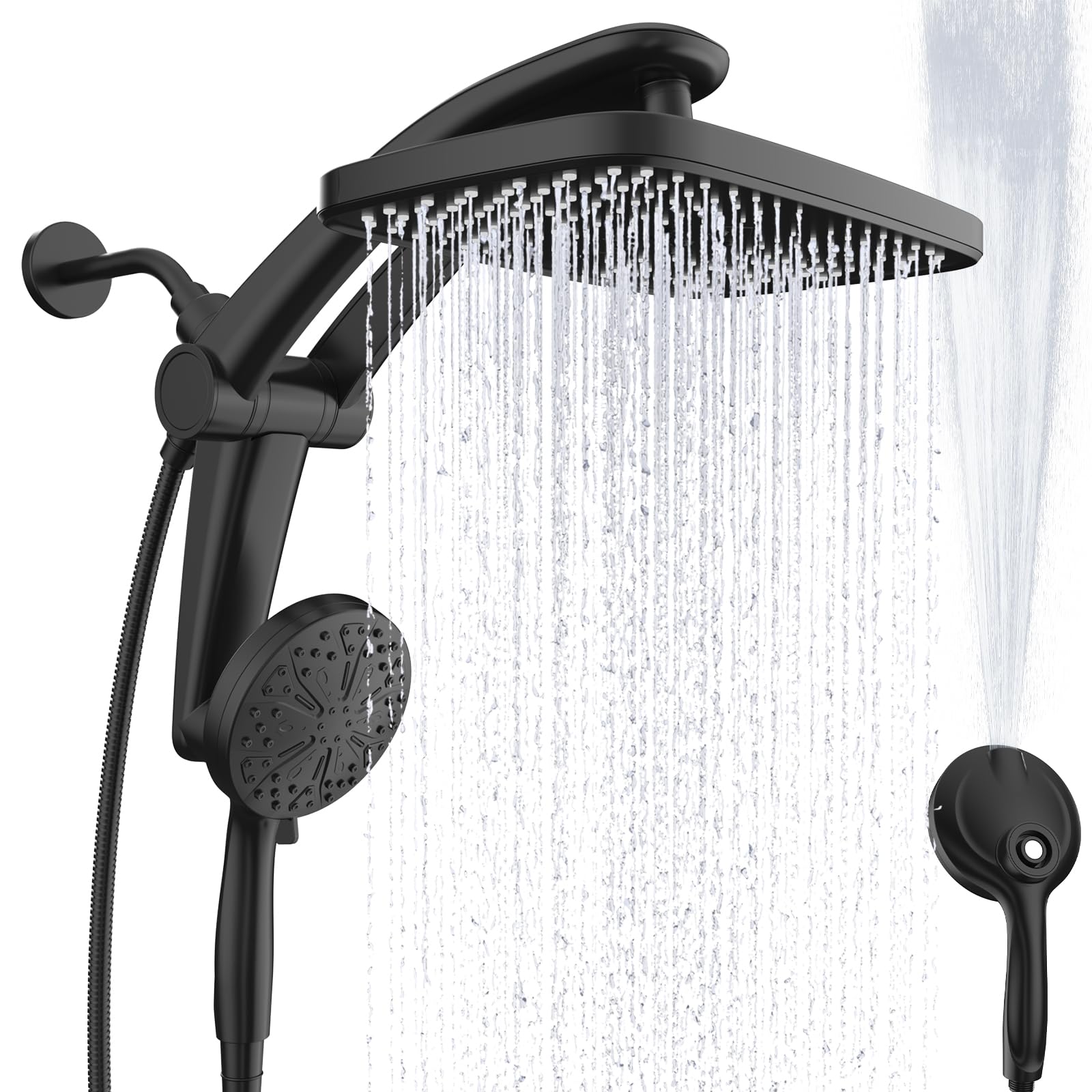 Photo 1 of Rain Shower Head with Handheld High Pressure rainfall Shower Heads with Handheld Spray Combo Adjustable one-piece stand daul shower head Built-in Magnetic Docking and Power Jets