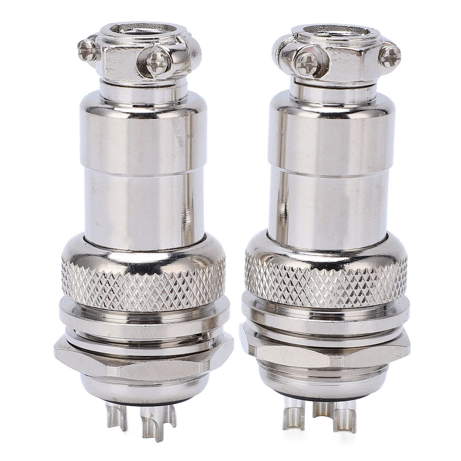 2Pcs Aviation Plug Socket Plug Connector 20mm Zinc Alloy Shell Copper Silver Plated Waterproof Metal Socket Connector(3 Pin)