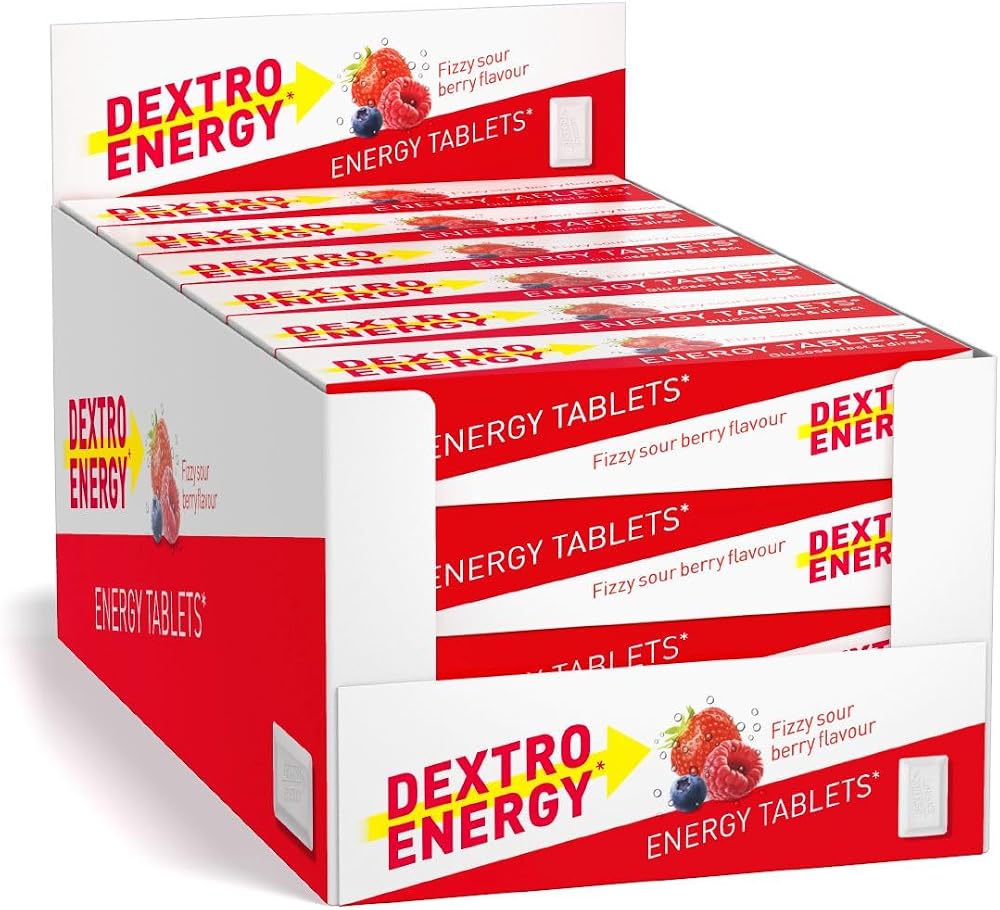 Dextro Energy Fizzy Sour Berry Tablets 47g Pack of 24 Vegan Fast Carbs