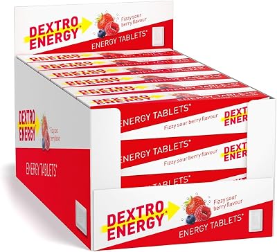 Dextro Energy Fizzy Sour Berry Tablets 47g Pack of 24 Vegan Fast Carbs