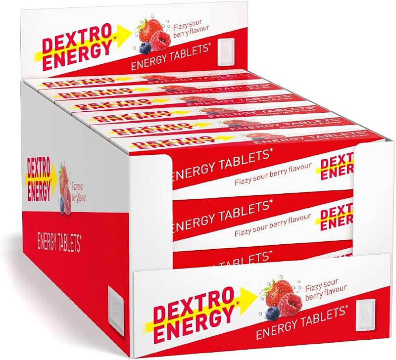 Dextro Energy Fizzy Sour Berry Tablets 47g Pack of 24 Vegan Fast Carbs