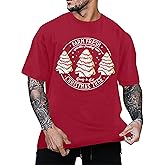 PNORATM Merry Christmas Shirt for Men Christmas Tree Xmas Short Sleeve Top Mens