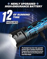 Victoper Rechargeable Flashlight, High Lumens Super