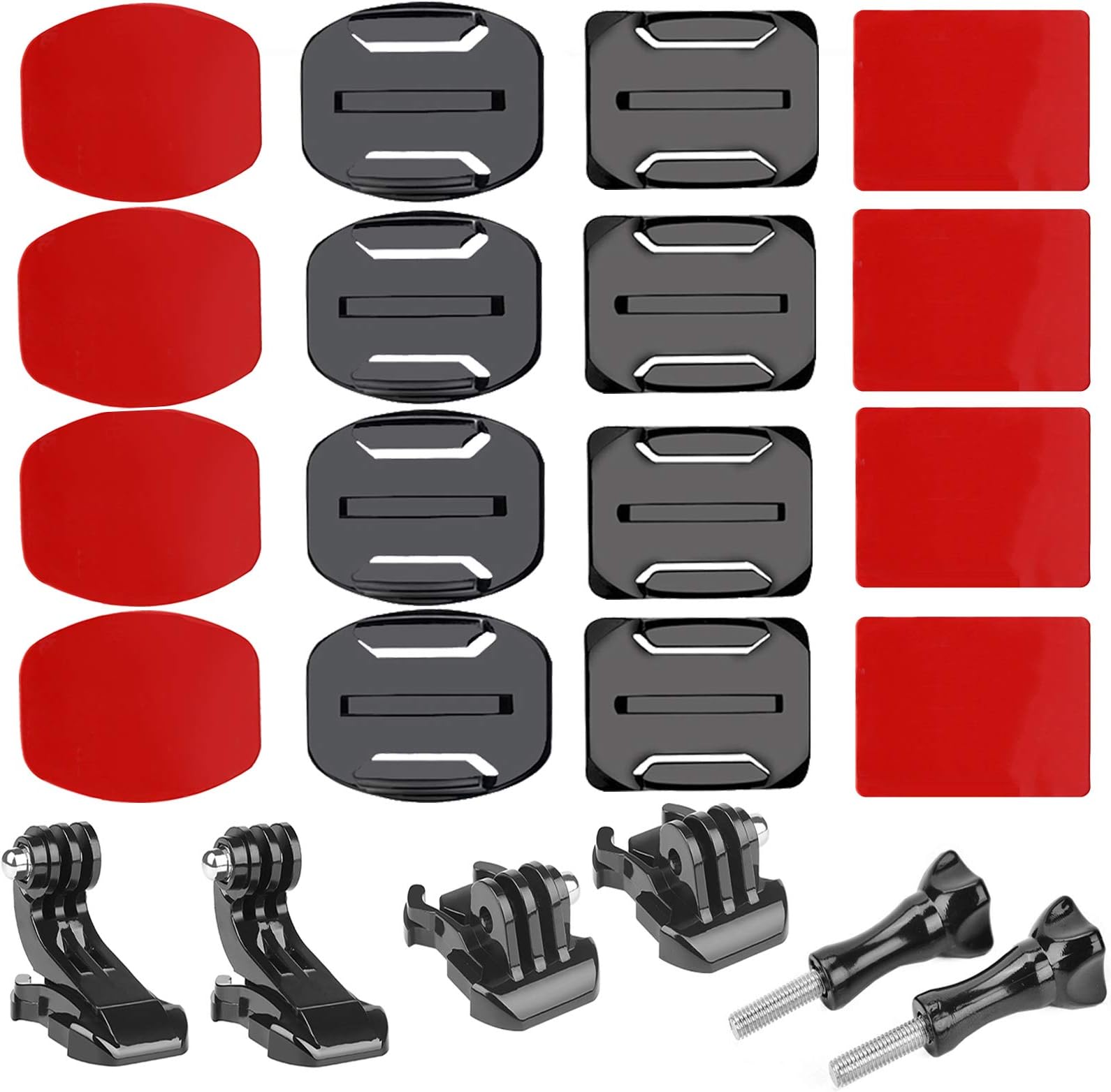 Gurmoir 22in1 Helmet Accessories Kit Set Adhesive Pad Sticker Flat Curved Mounts with Buckle Base Mount and J-Hook Buckle For GoPro Hero 7/Hero 6/5 5Session 4 3+ AKASO EK7000 and More Action Cameras
