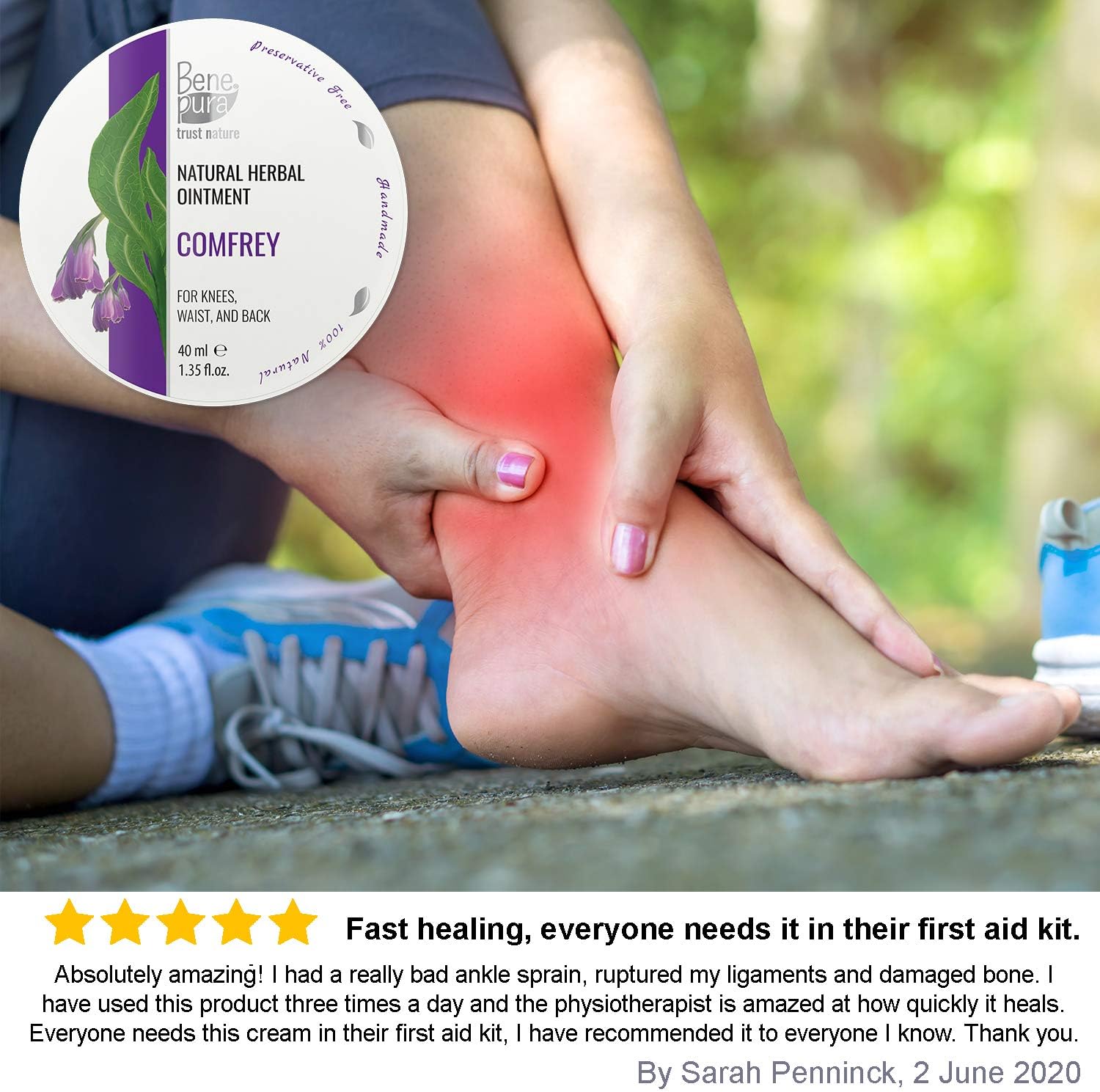 BenePura Comfrey Ointment, Natural Ointment for Joints Stiffness and Swelling, 40 ml (Pack of 1) - Image 5
