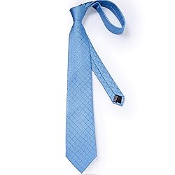 DiBanGu Plaid Tie Men's Silk Tie and Pocket Square