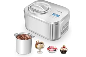 Homtone Ice Cream Maker 1 Quart, No pre-Freezing Automatic Ice Cream Machine with Built-in Compressor and LCD Timer for Making Ice Cream,Gelato,Frozen Yogurt in 30-60 min