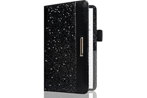 CAWEET Server Books for Waitress - Leather Waiter Book Server Wallet Cute Waitress Book&Waitstaff Organizer, Guest Check Book Holder Money Pocket Fit Server Apron, Glitter Black