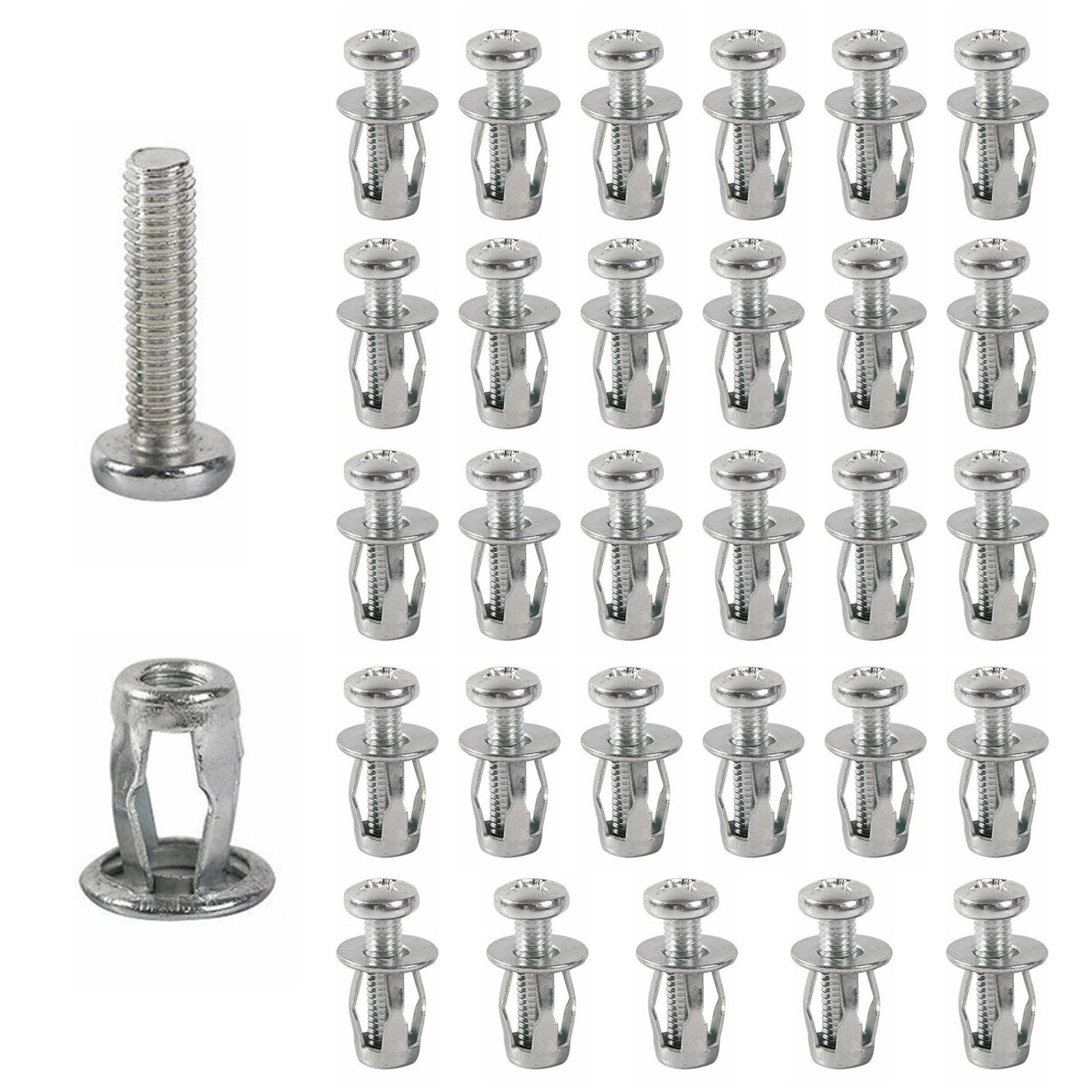 30 Pcs Hollow Wall Anchor, M4x20 Hollow Door Anchor Metal Wall Plugs with Screws Hollow Door Fixings for Anchors Aluminium