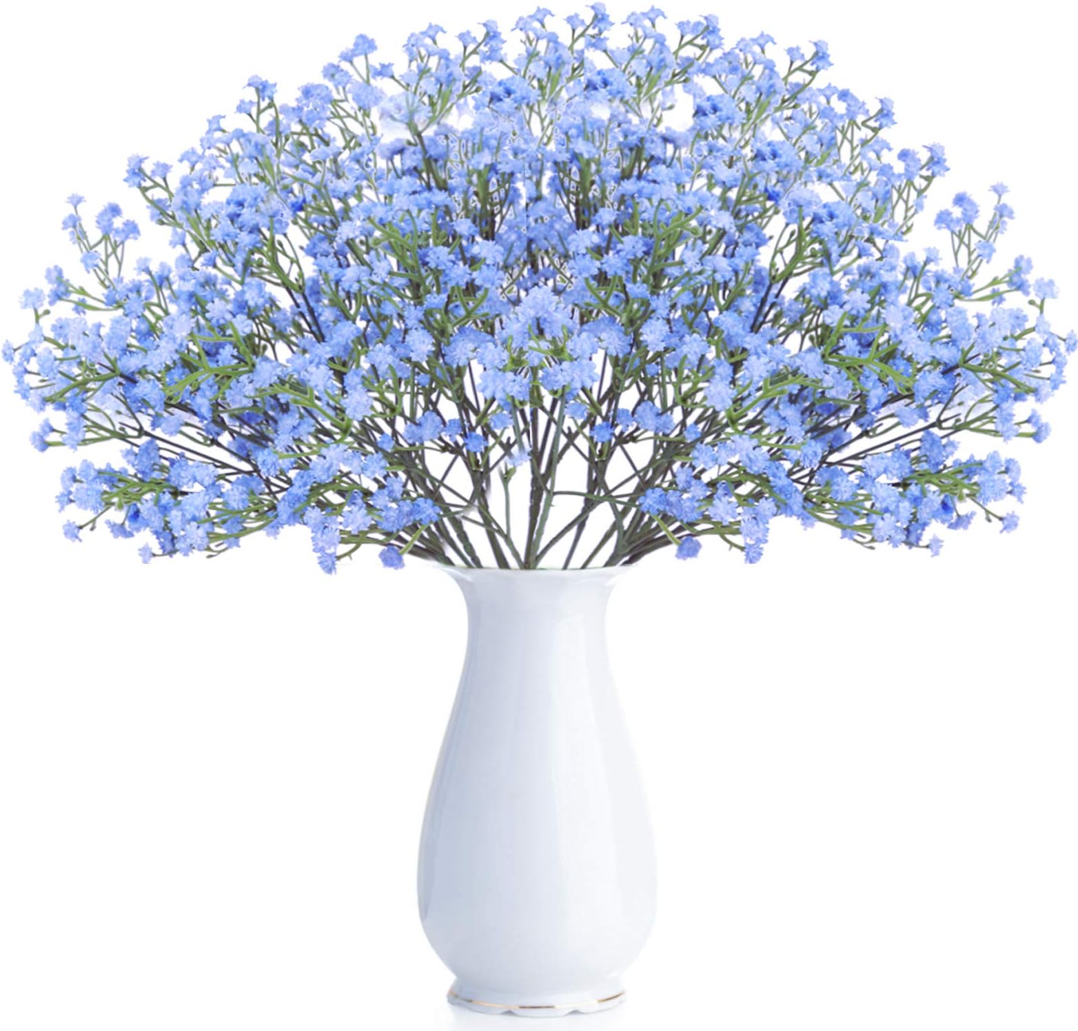 BOMAROLAN Artificial Baby Breath Flowers Fake Gypsophila Bouquets 21 Pcs Fake Real Touch Flowers for Wedding Decor DIY Home Party（Blue）