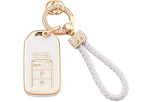 EKALA for Honda Key Fob Cover with Keychain Lanyard, 5 Buttons Soft TPU Keys Shells White Key Fob Cover Compatible with Honda Accord Civic CRV Odyssey Pilot Key Fob Protector(Ho-d)