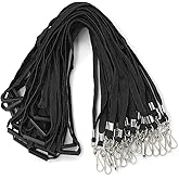 Lanyards Safety Black Lanyards Neck Flat Premium Breakaway Badge Lanyard with J-Hook for ID Nametag Badge Holder (Black, 50 PCS)