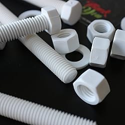5x White Hexagon Head Screws Polypropylene