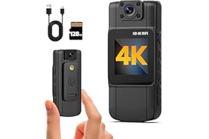 Anweller 4K Body Camera with Audio and Video Recording,128G Mini Wearable Body Cam with 180° Rotating Lens&Night Vision,15Hrs Battery Portable Cameras for Sports Travel and Police Law Enforcement
