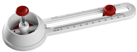 Genie CC 140 Kreisschneider (geeignet für Durchmesser von 10-32 cm, Inkl. Ersatzklinge stufenlos verstellbar) weiß/rot