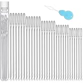 30 PCS Large Eye Sewing Needles, 5 Size Stainless Steel Hand Sewing Needles, Embroidery Needles, Leather Stitching Knitting Q