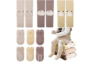 ISANPAN Thickened Infant Toddlers Baby Leg Warmers and Baby Grip Socks for 3-12-24 Month Olds