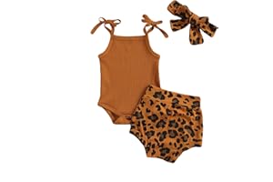 Kuriozud Newborn Infant Baby Girl 2 Piece Summer Outfits Tank Romper Top + Ruffle Bloomer Shorts Set Clothes