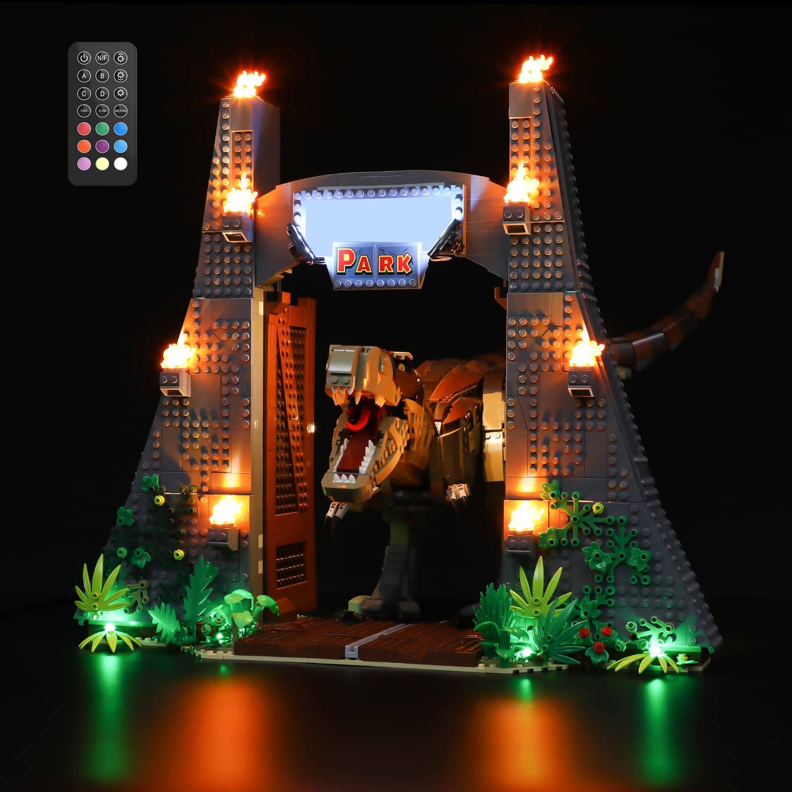 GEAMENT LED Light Kit (Remote Control) Compatible with LEGO Jurassic Park:T.rex Rampage - for Jurassic World 75936 (Building Set Not Included)