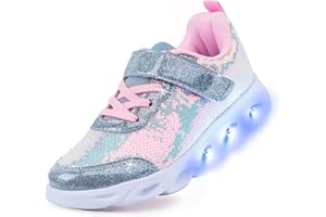 Toandon Toddler Kids Sparkle Breathable Lightweight Sneakers Light Up by Step