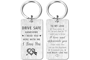 Jzxwan Drive Safe Husband Boyfriend Keychain Gifts from Wife, I Love You Drive Safe Key Chain Gifts for Trucker Hubby Boyfrie