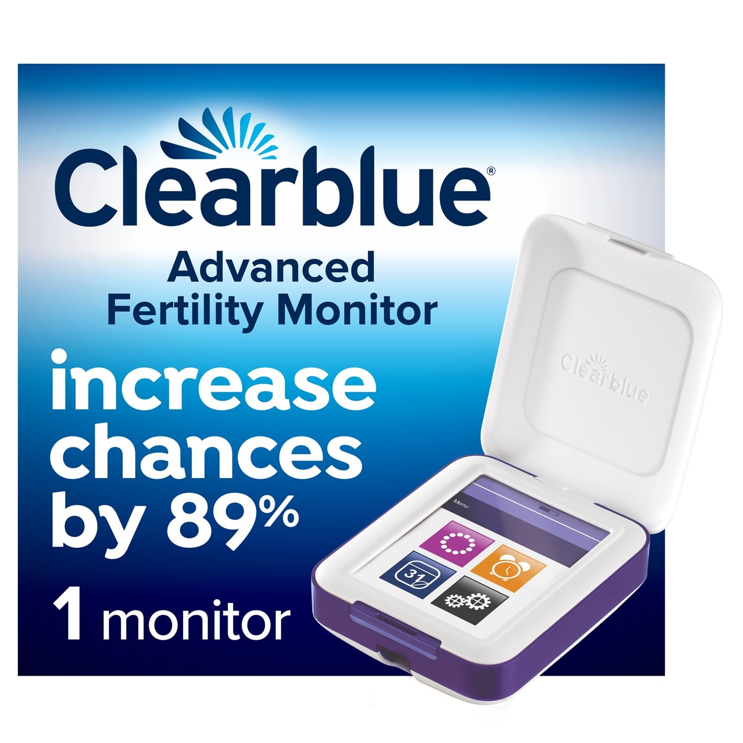 Clearblue Fertility Monitor Advanced, Test For Ovulation & Pregnancy, Increases Chances Of Getting Pregnant Naturally By 89%, 1 Touch Screen Monitor (Test Sticks Sold Separately), Packaging May Vary