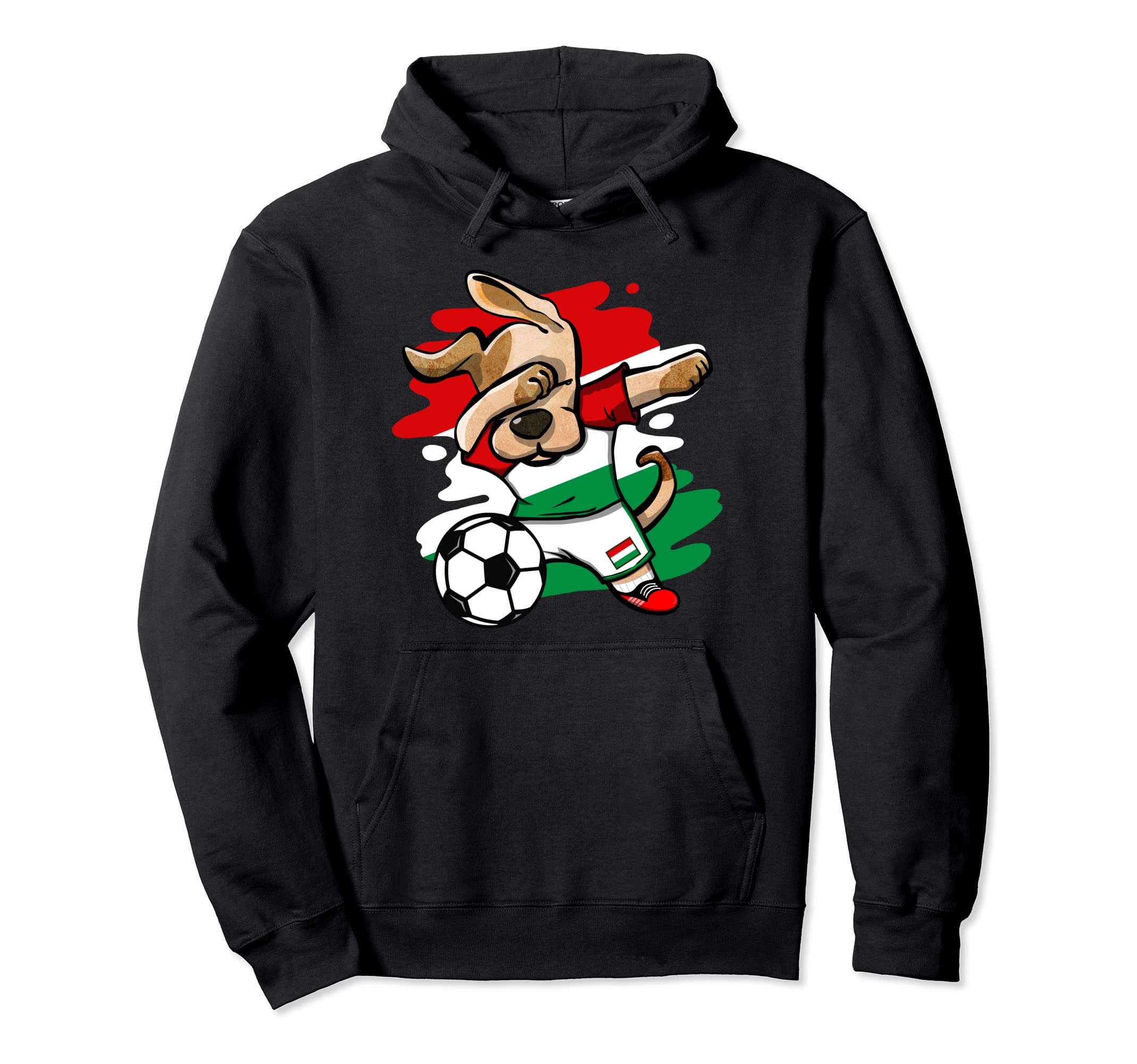 Dabbing Dog Hungary Soccer Fans Hungarian Flag Football Art Pullover Hoodie