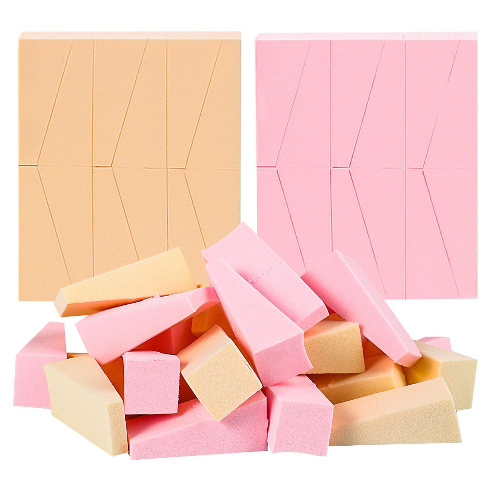 Lanjue 48 Pcs Makeup Sponges, Reusable Latex-Free Polyurethane Triangle Nail Art Sponges Beauty Blenders Blending Sponge for Foundation, Blush, Eye Shadow