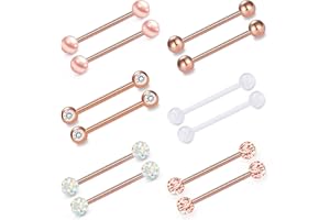 VCMART 12mm-18mm 14G Tongue Rings Nipple Straight Barbells Surgical Steel Body Piercing Jewelry