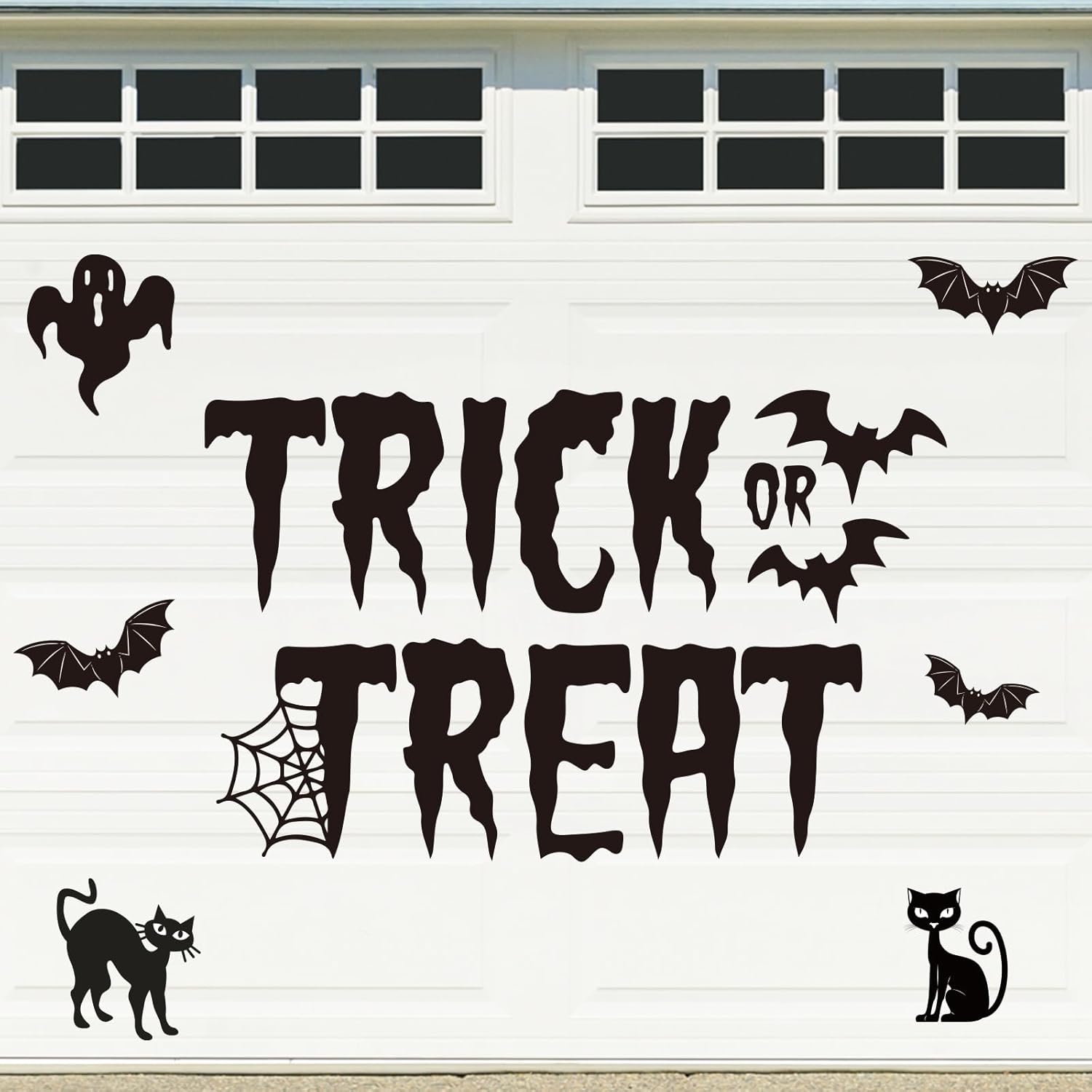 Garage Door Decorations - Whaline 20Pcs Halloween Garage Decoration Magnet Stickers Trick or Treat Garage Door Decals Black Bat Cat Magnet Refrigerator Stickers for Halloween Party Home Car Garage Door Decorations