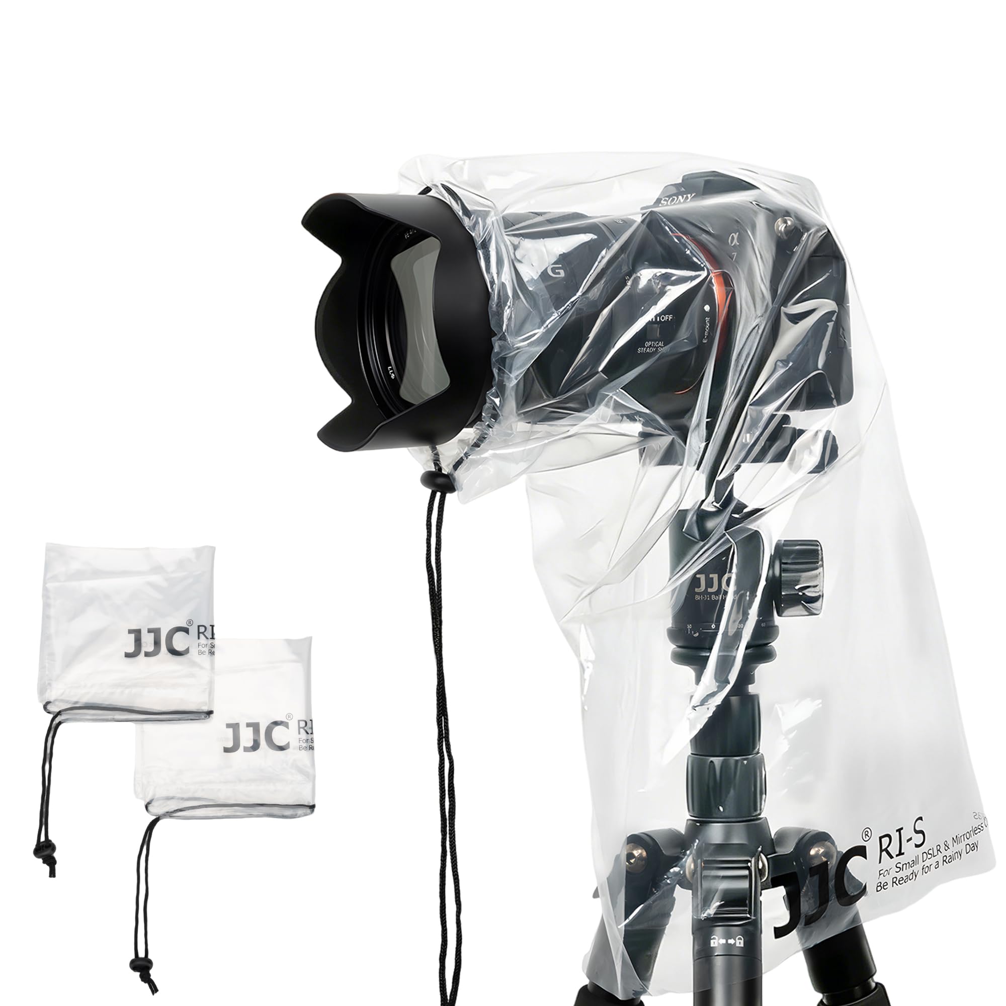 JJC RI-S Disposable Waterproof Rain Cover for Mirrorless DSLR & SLR System Cameras - Pack of 2 - Transparent
