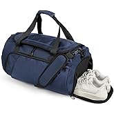 FINYIOE Gym Bag for Men Women With Shoe Compartment & Wet PocketWater Resistant Sports Gym Bag 、shoulder bag、messenger bag Carry On Duffel Bag forWeekend Overnight Traveling (blue)