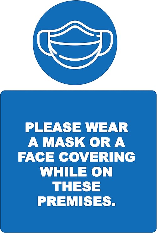 4 x please wear a face covering - social distancing vertical safety ...