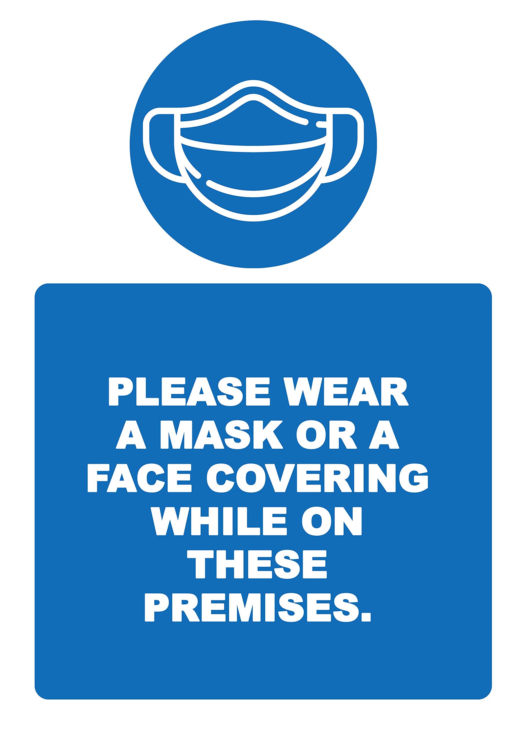 4 x please wear a face covering - social distancing vertical safety sign self adhesive vinyl weather proof label sticker - 200mm x 300mm - (M07)