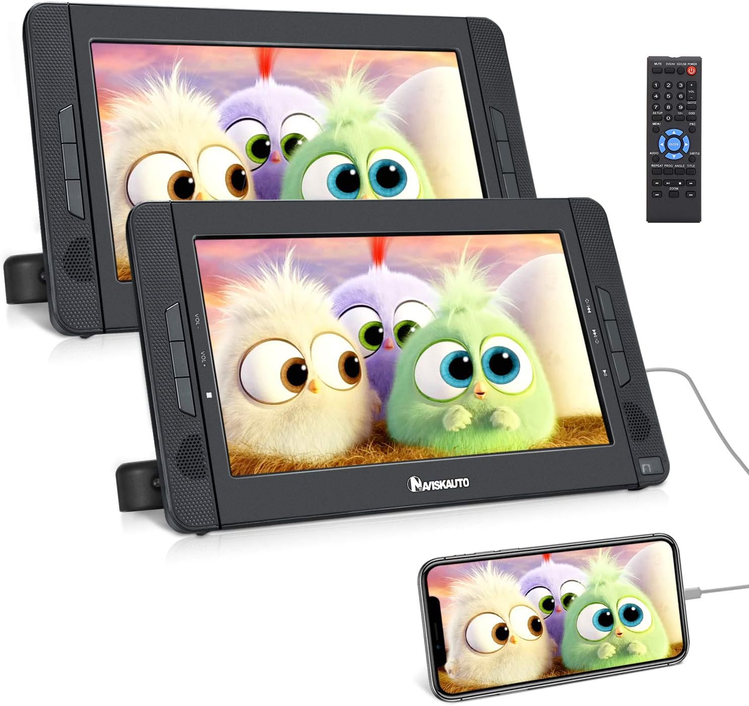 NAVISKAUTO 10.1" Twin Screen Portable DVD Player with Amazon.co.uk