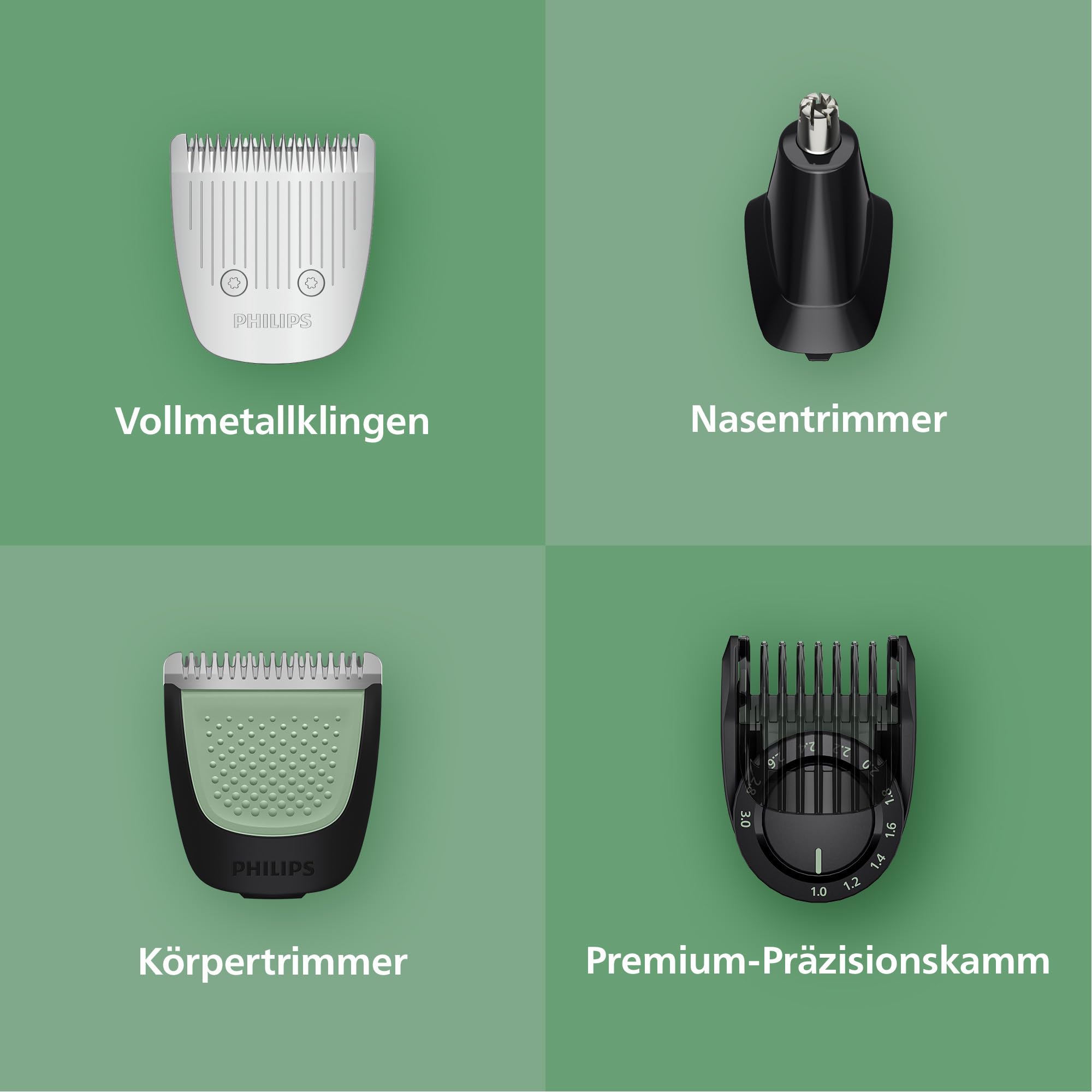 PHILIPS Multigroom Series 9000 All-in-One 19-teiliger Barttrimmer und Haarschneider + OneBlade-Trimmer - Komplettes Pflegeset für Gesicht, Kopf & Körper, 27 Längeneinstellungen (0,2-20 mm), MG9556/15 4