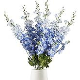 INSUNSIX 6PCS Blue Delphinium Artificial Flowers 33" Larkspur Silk Flowers for Tall Vase Long Stem Fake Blue Flowers for Wedding Centerpieces Faux Flowers for Home Decor Indoor (Blue)